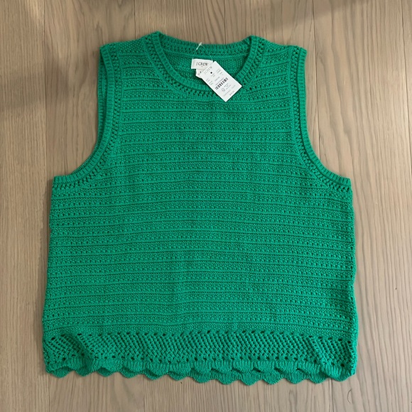 J. Crew Factory Tops - J. Crew Green Crochet Knit Sleeveless Top